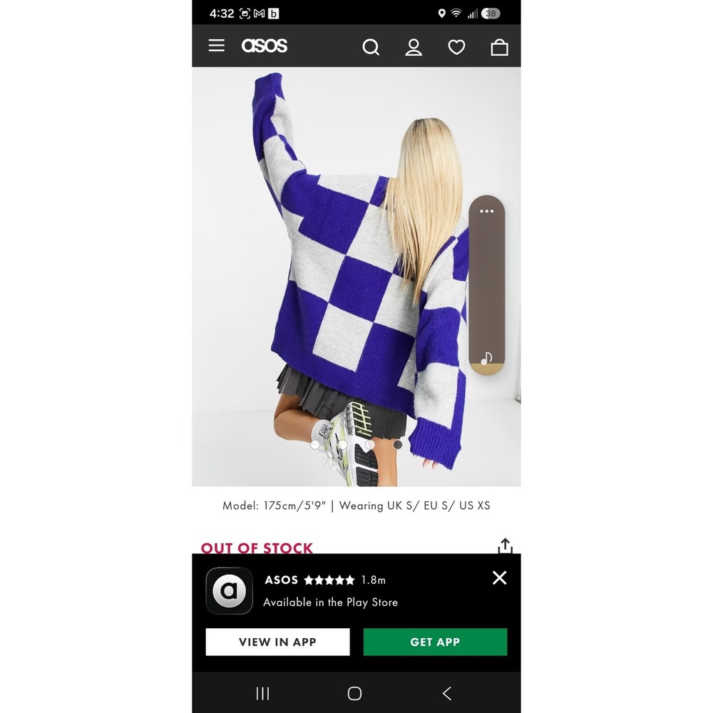 COLLUSION Oversized Checkerboard Sweater Blue Grey Knit Unisex Size  Medium